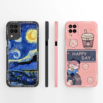 Cases For Samsung Galaxy A12 M12 F12 Back Cover Fashion Avocado Design Matte Liquid Silicone Soft Screen Protector Bumper Fundas