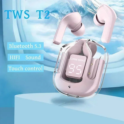 TWS Wireless Transparent Headphones Bluetooth Headset ENC Power Digital Display Stereo Sound Earphones for All Smartphones