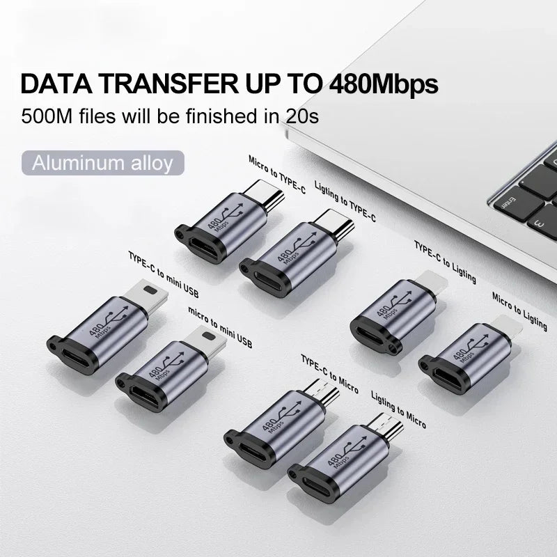Type C Adapter USB C To Micro To Mini USB Female Converters For iPhone 15 14 Xiaomi Samsung For Lightning Male Charger Adapter