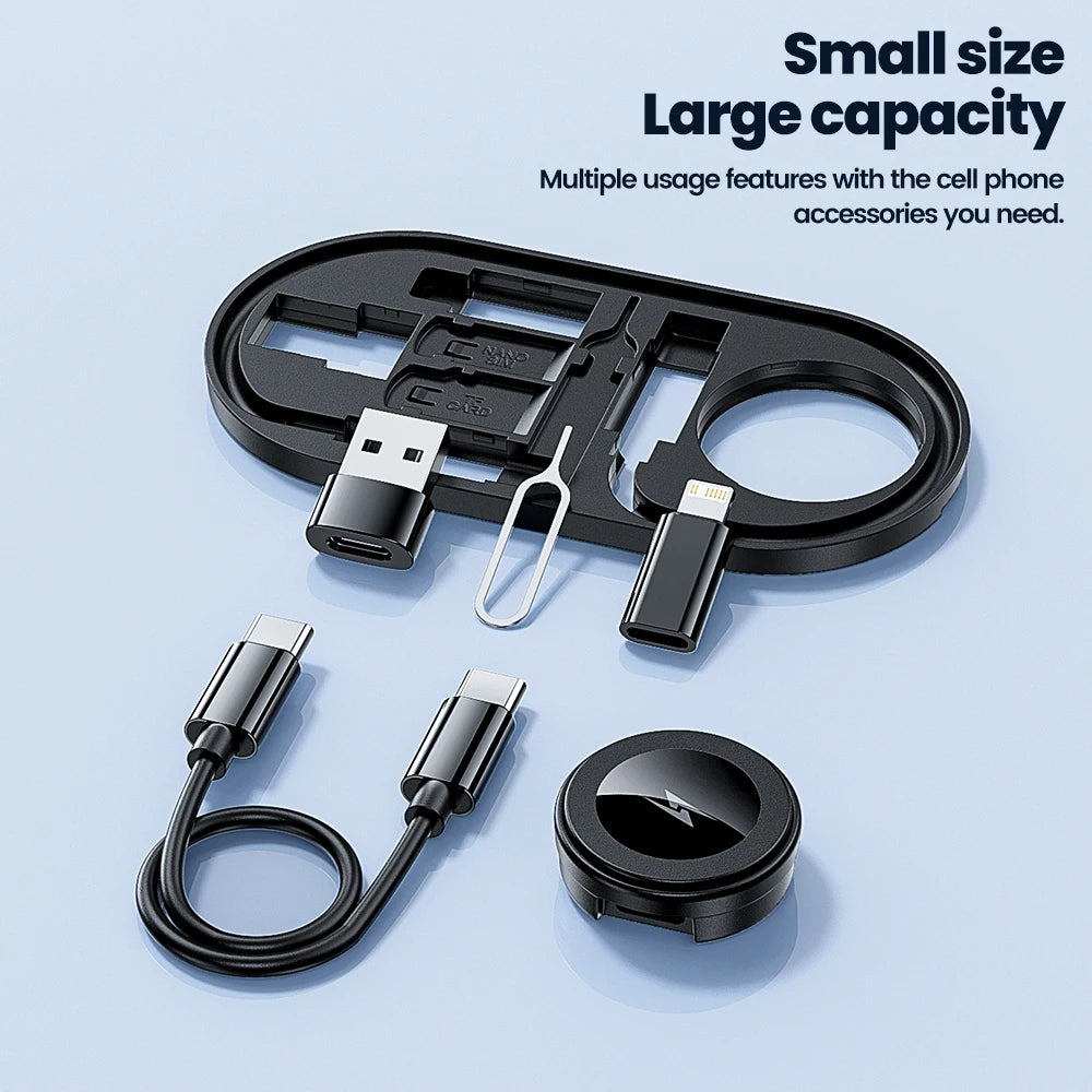 Toocki Type C Cable Multi-Functional Organizer With Set Watch Wireless Charger OTG Cable Kit Micro USB Type C Lighting Adapter