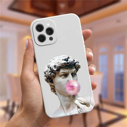 Art Fresco Michelangelo Creation of Adam Phone Case For iPhone 16 14 13 11 12 15 Pro Max Mini XR SE3 15 Plus David Lines Covers