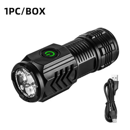 Three-eyed monster LED flashlight, a must-have for night travel, portable, high brightness, strobe lighting