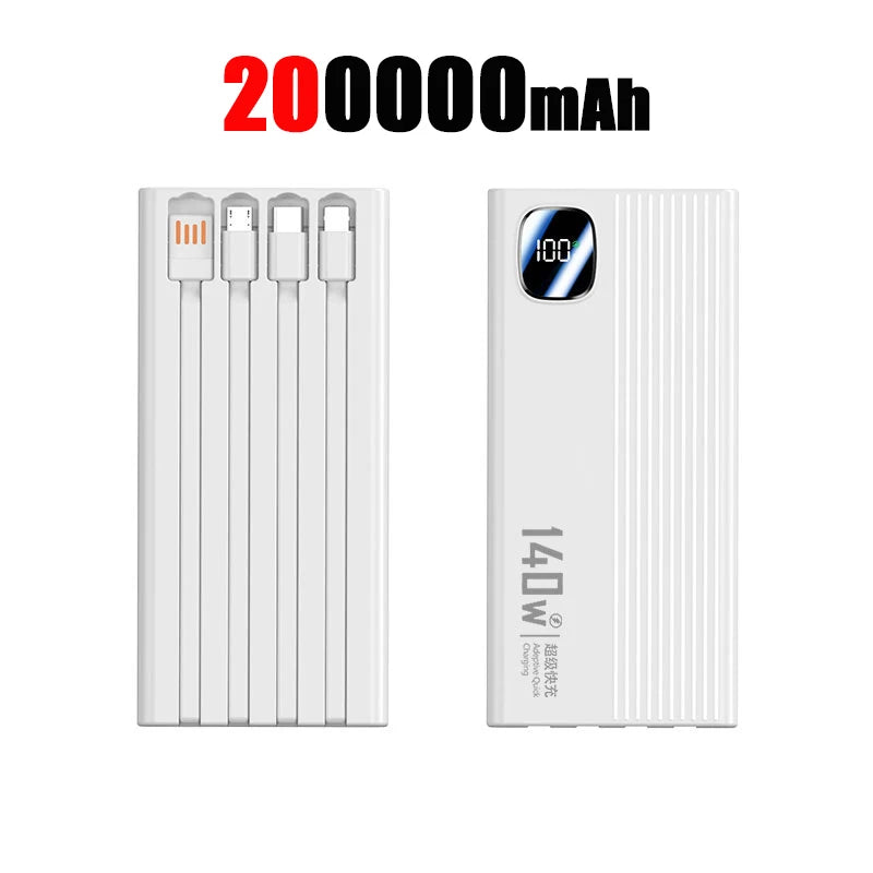 OnePlus 140W 500000mAh Power Bank  Super Fast Charging Large Capacity 4 in1 Cables Intelligent Digital Display Light For Phones