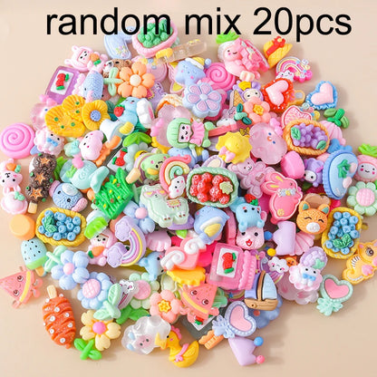 Leslie Random 10/20/30pcs Mixed Resin Food Flower Animal Nail Art Phone Case Hairpin Fridge Handmade DIY Charms Accessory