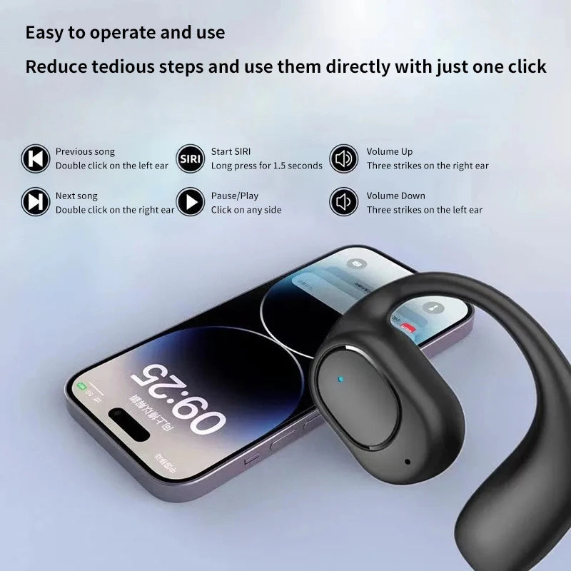 For Smart Phones Wireless Bluetooth Earphones Air Conduction OWS Headphone HiFi Ear-Hook Music Sports Noise Cancel Headset