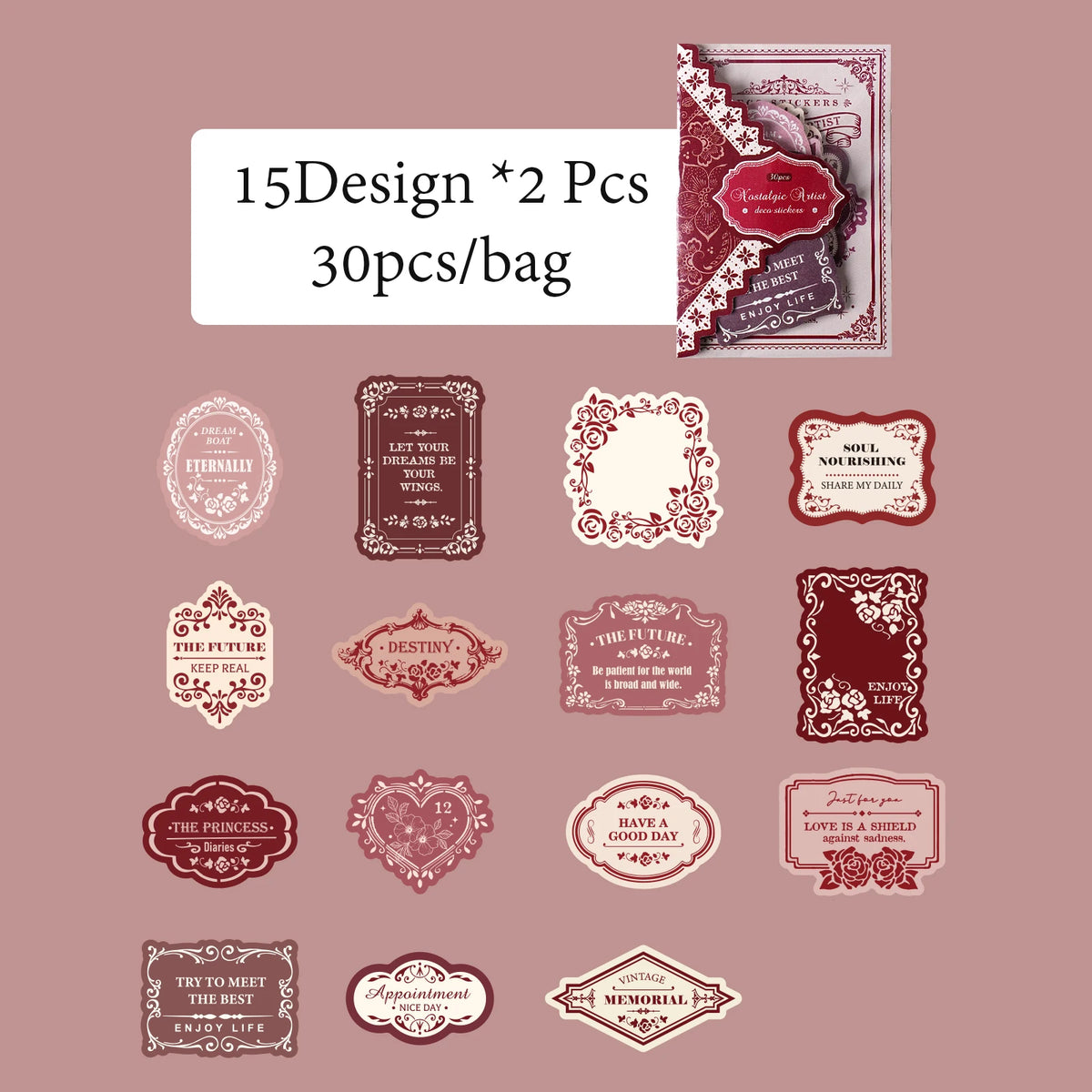 Mr. Paper, 6 Styles Nostalgic Artist Series Sticker Pack, Stationery Decorative Stickers, Cute Phone Case Stickers