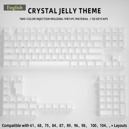 Crystal Jelly Side Front Printed Keycaps for Mechanical Keyboard 60 75 80 100 Layout Key Caps Korean Japanese Русский Arabic