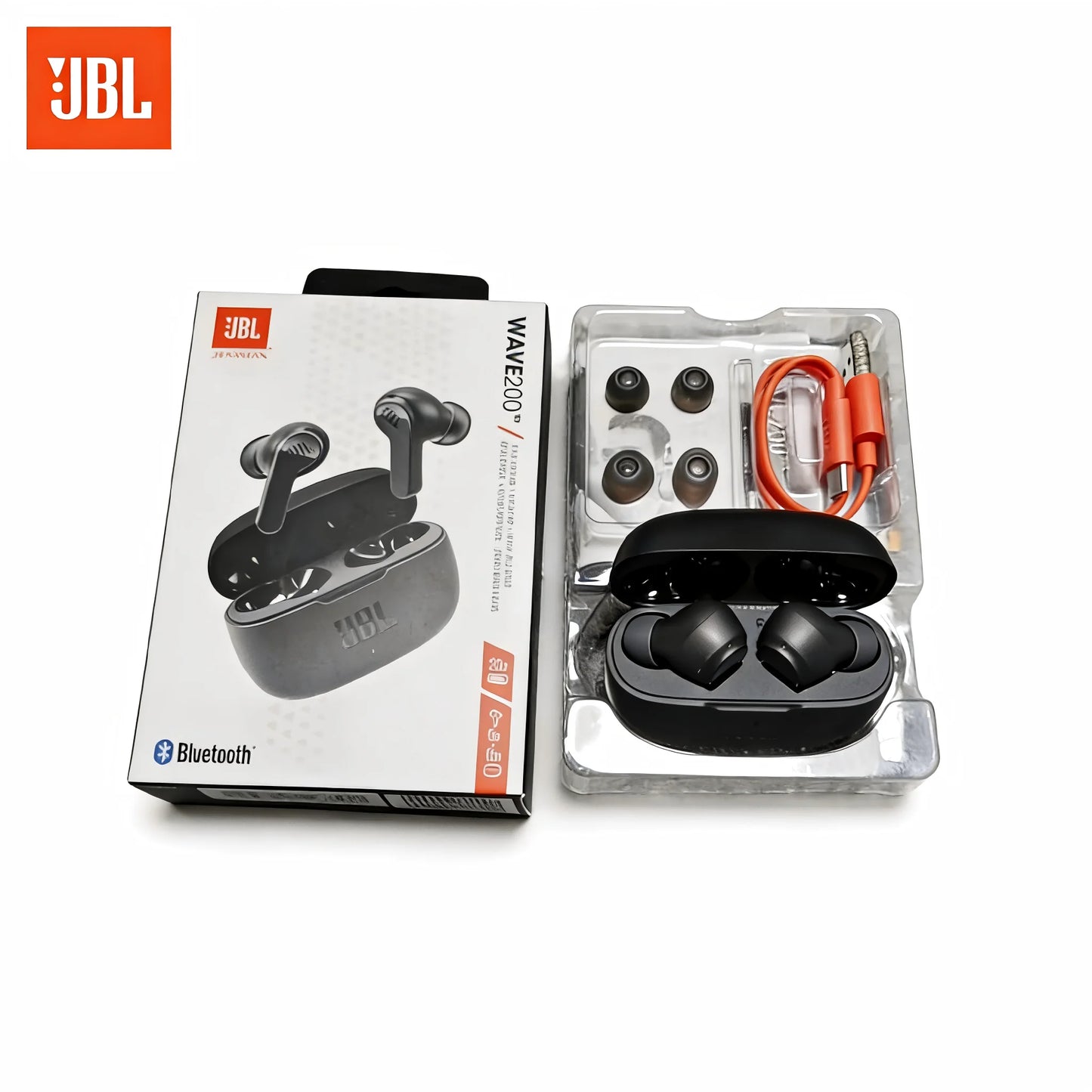 JBL Wave 200 True Wireless Bluetooth Earphones Stereo Earbuds Bass Sound Headphones Headset W200 Wireless Earphones MiC