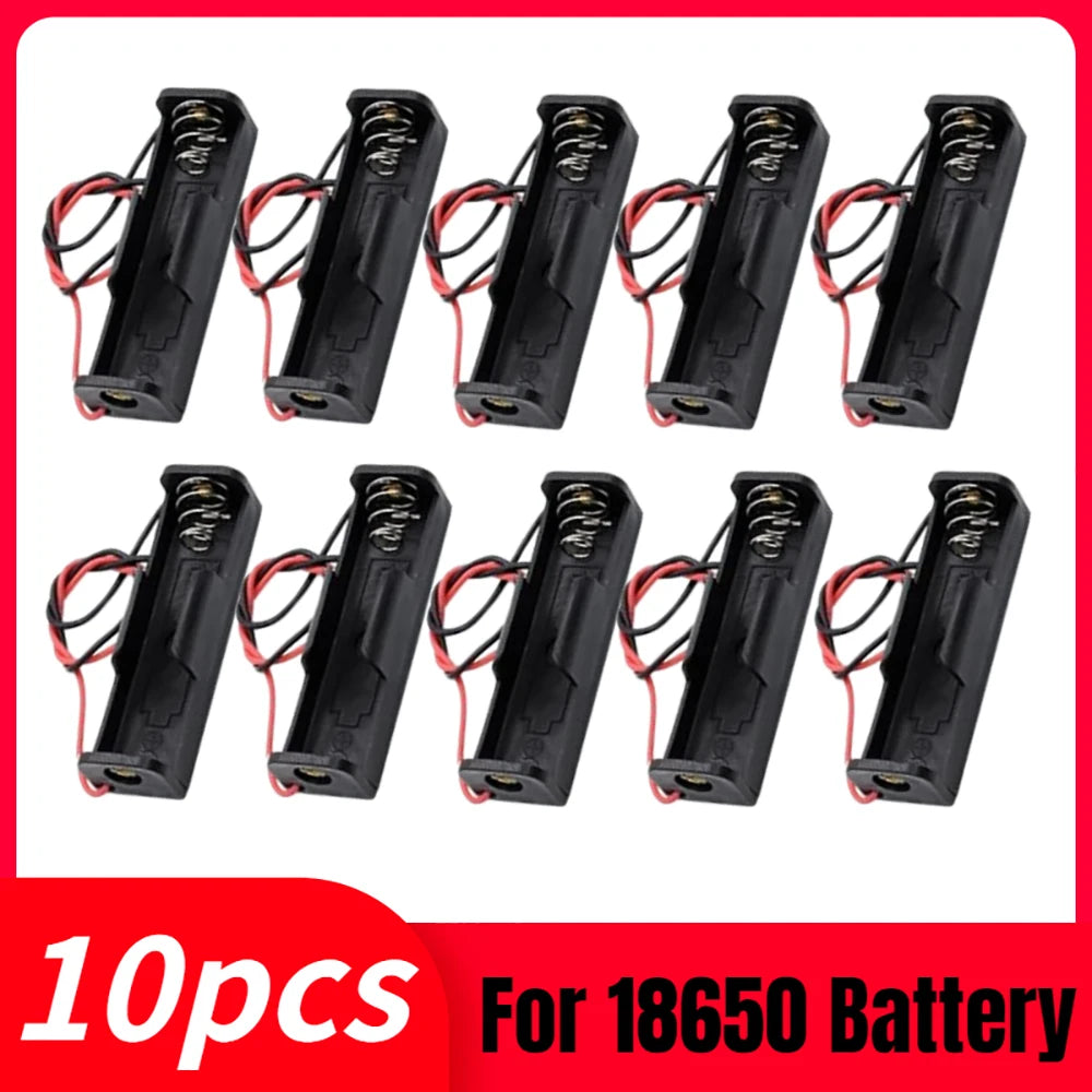 10Pcs 18650 Battery Holder Plastic Storage Box Case with 150mm Lead Wire, 1 Slot 18650 Battery Power Bank Storage Case