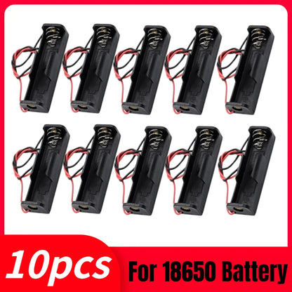 10Pcs 18650 Battery Holder Plastic Storage Box Case with 150mm Lead Wire, 1 Slot 18650 Battery Power Bank Storage Case