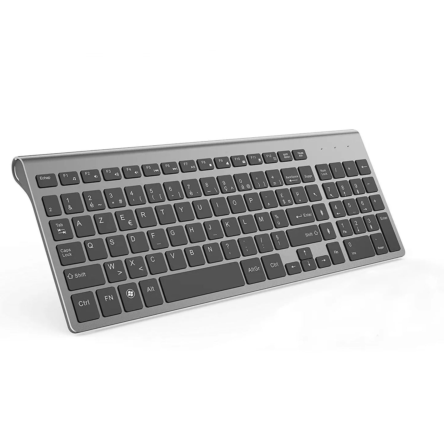 Wireless Keyboard (AZERTY) 2.4G USB Ultra-Thin Keyboard,Portable Silent Ergonomic French Keyboard for PC Laptop-Pink/Grey/Silver