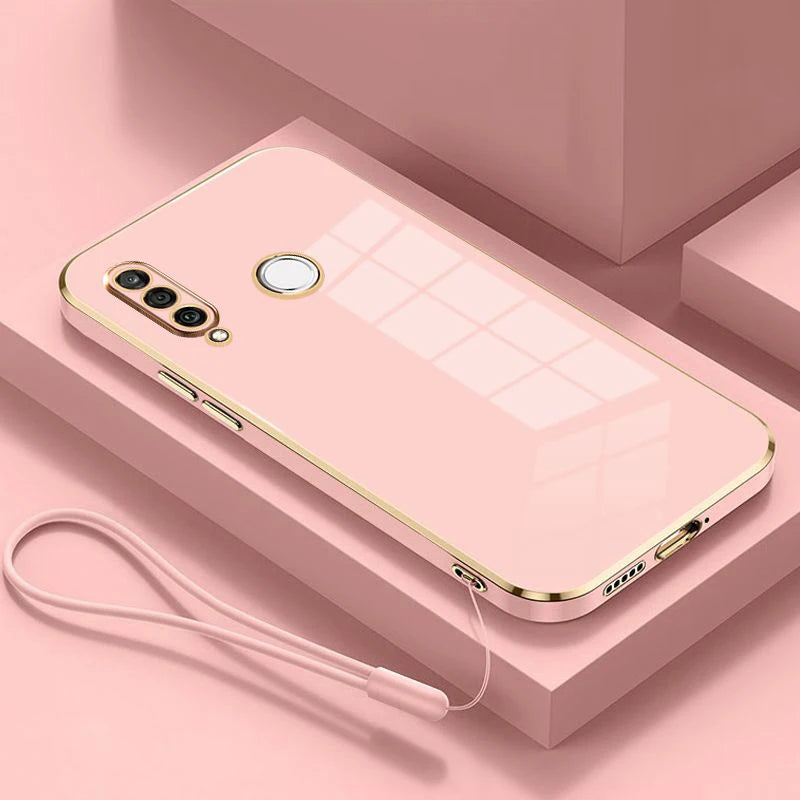 For Huawei P30 lite Case Luxury Square Plating Huawei Nova 4E Phone Case ShockProof Silicone Back Cover Fundas