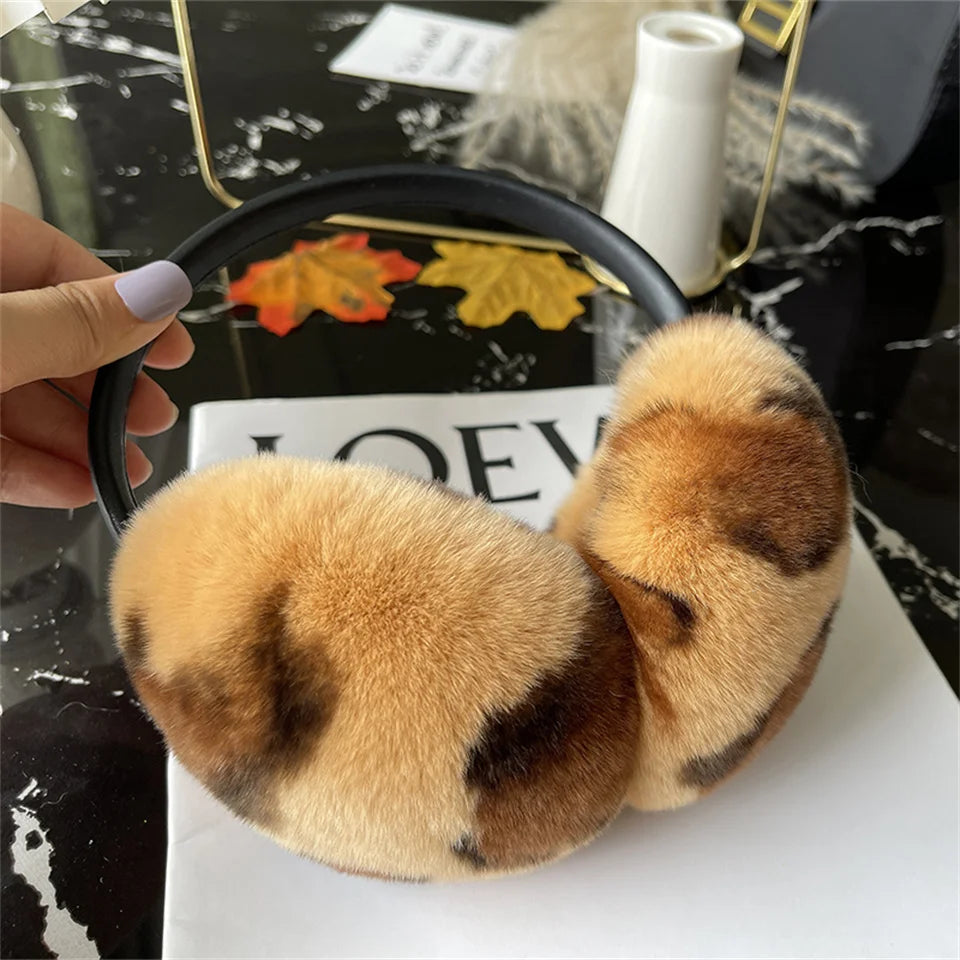 Natural Winter Fur EarMuffs For Women Ear Cover Accessories Real Fur Headphones Warm Earflap Real Rex Rabbit Ear Warmer For Gift