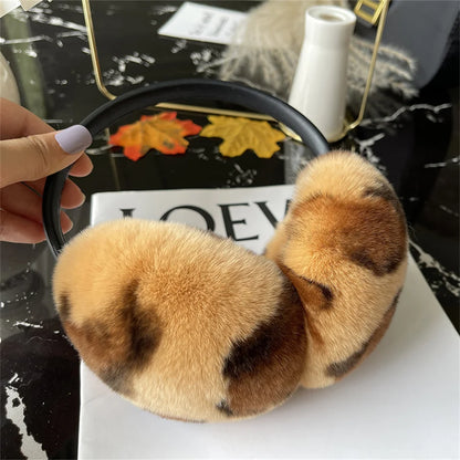 Natural Winter Fur EarMuffs For Women Ear Cover Accessories Real Fur Headphones Warm Earflap Real Rex Rabbit Ear Warmer For Gift