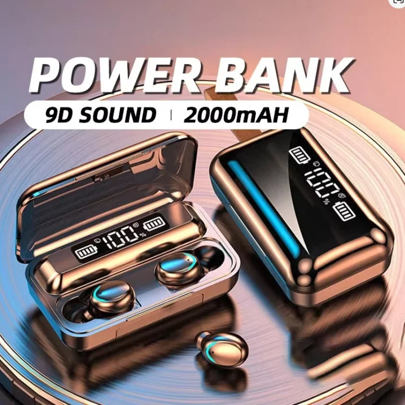 9D Stereo High Bass Earphones F9 Sport Bluetooth Headphones Handfree Touch Control Tws Wireless Earbuds Waterproof Headset