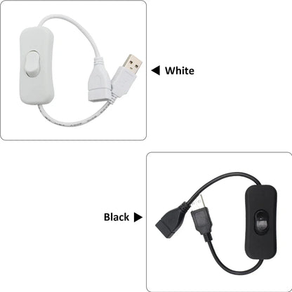 30CM DC Extended Extension Switch USB Cable With Switch Button Power Cord Long Life Lamp Charger Adapter