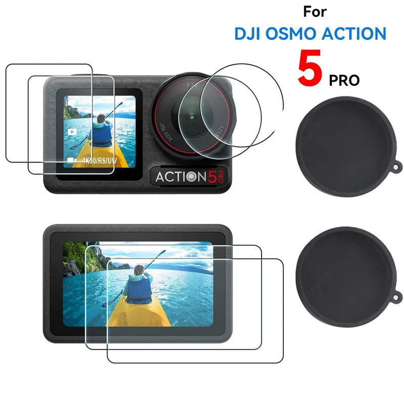 For DJI Osmo Action 5 Pro HD Tempered Glass 9H Screen Protector  Lens Cap Anti-Scratch Durable Full Camera Protective Film