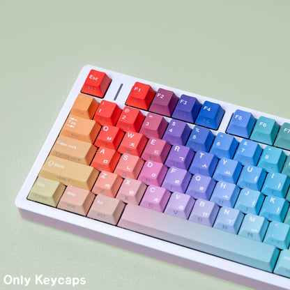 Gradient Keycaps PBT Cherry Keycap Korean English German 131 Keys For Mechanical Keyboard Shine Through Side Rainbow Girl's gift