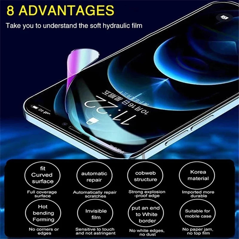 4Pcs Hydrogel Film Full Cover For iPhone 12 11 14 13 15 Pro Max Screen Protector For iPhone 14 15 Plus 15 Pro Screen Protective