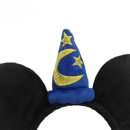 1pc Minnie Mouse Ear Hairband Blue Star Crescent Rod Soft Polyester Headpiece Girls Princess Party Birthday Creative Gift