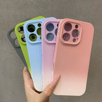 Luxury Liquid Silicone Gradient Color Phone Case For iPhone 13 14 15 16 17 Pro Max Air Plus Soft Candy Bumper Cases Cover