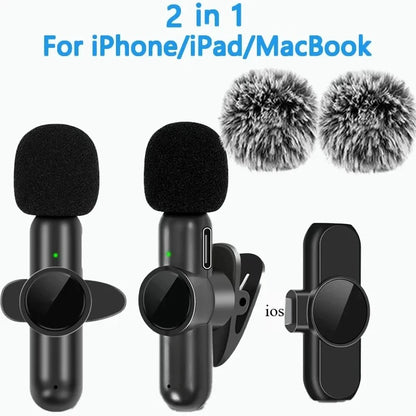 2.4G Wireless Lavalier Microphone  Audio Video Recording Noise Cancelling  for IPhone/iPad/Android/Xiaomi/Samsung Live Game Mic