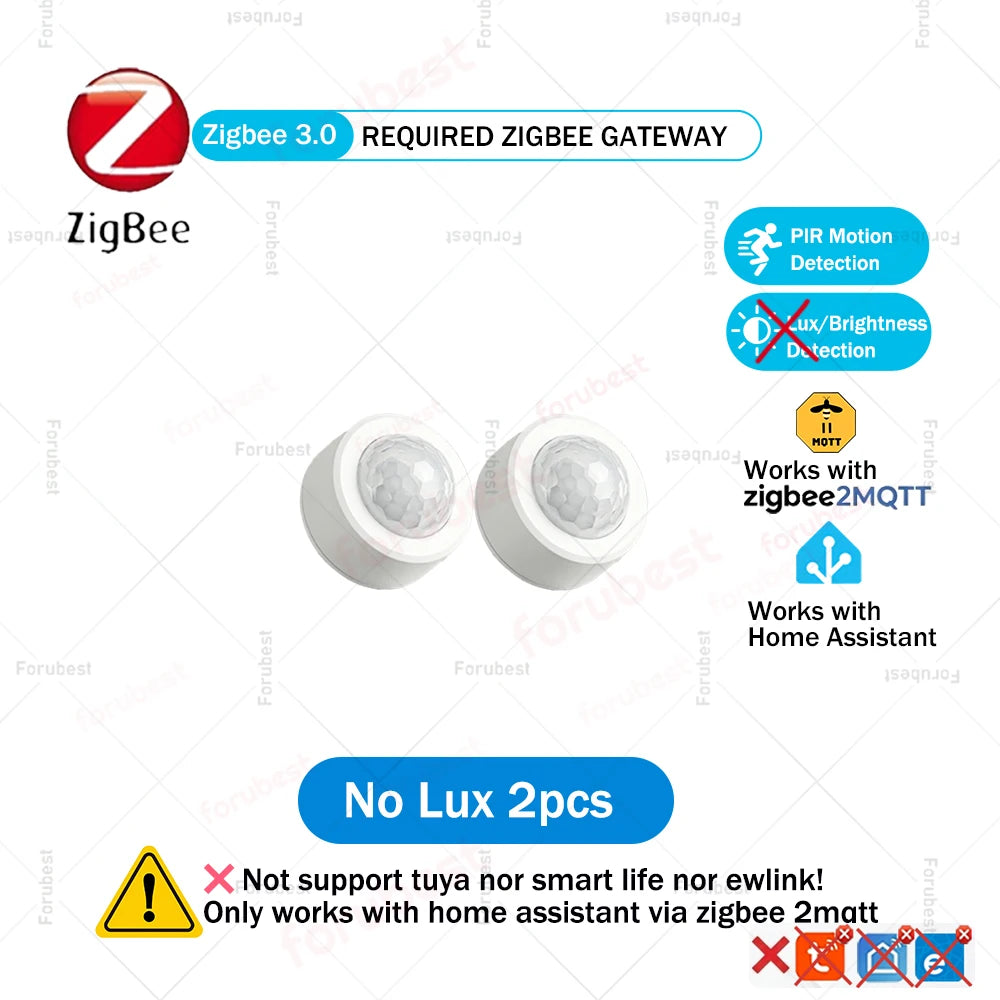 Zigbee 3.0 PIR Motion Sensor Infrared Detector Human Body Movement & Lux Brightness Light Sensor Works with Home Assistant Z2M
