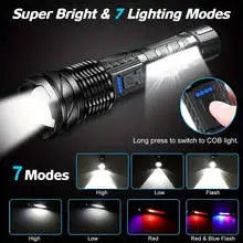 XHP50 20000LM Tactical Flashlight: Zoomable, USB Rechargeable, COB Side Light, Aluminum Alloy, Waterproof, Strike Bezel