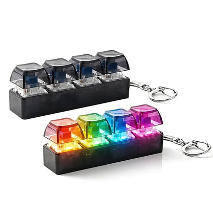 LED Light-Up Keychain Keyboard Clickable Button Fidget Toy for Stress Anxiety Relief Portable Desk Accessory Office Decor Gift