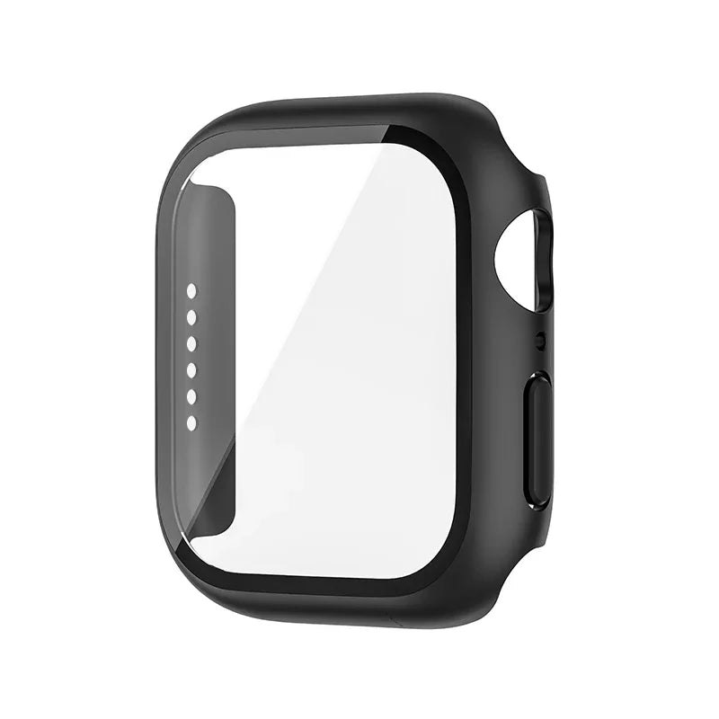 Glass+Cover For Apple Watch case 8 7 9 45mm 41mm 44mm 38 42mm iWatch Accessorie Screen Protector Apple watch series 6 SE 5 40mm