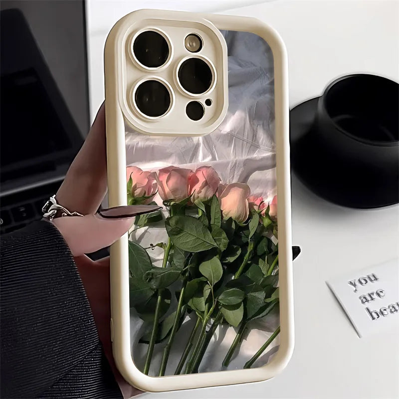 Flower Phone Case For iPhone 11 Case iPhone 15 12 13 14 Pro Max X XR XS Max 7 8 15 Plus SE 2020 2022 Shockproof Soft Matte Cover