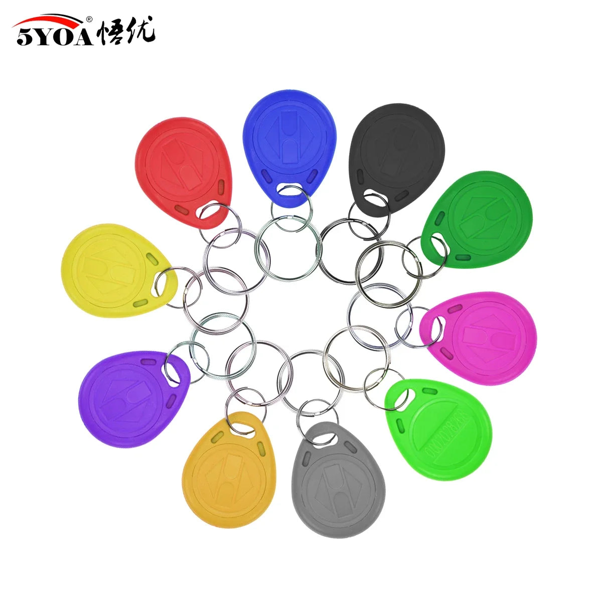 5YOA 10pcs 125KHz T5577 Keyfobs Rewritable Duplicate Tag 5200 Proximity Copy Access Card ID Token Ring RFID Cloner Keychain