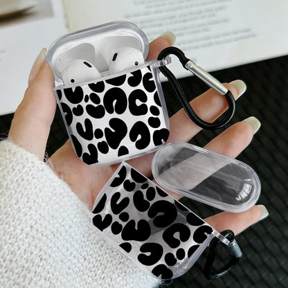 Simple Black Snake Design Case For AirPods 4 3 1 2 Gen TPU Earbuds Case For AirPods Pro 2/Pro Cover with Keychain Accessory