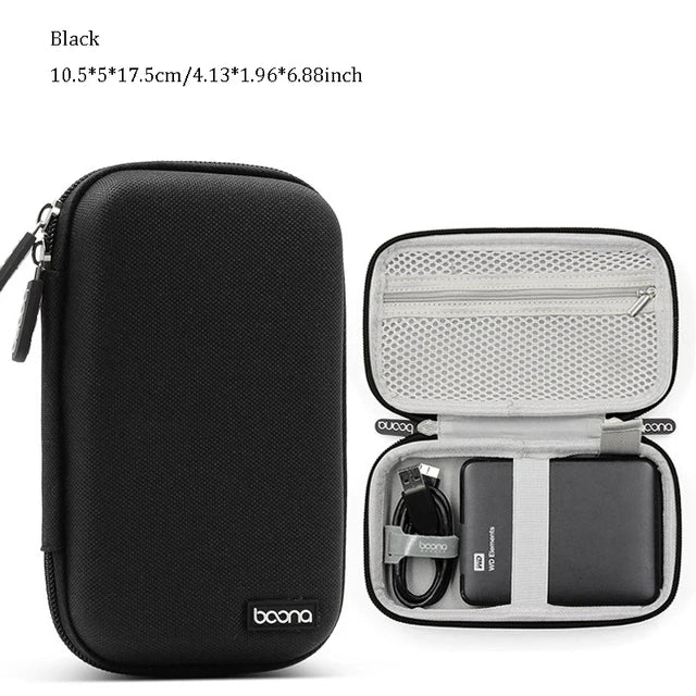 Cable Storage Bag Data Organizer For Notebook Power Bank Charger U Disk Earphones Electronic Accessories Black/Gray