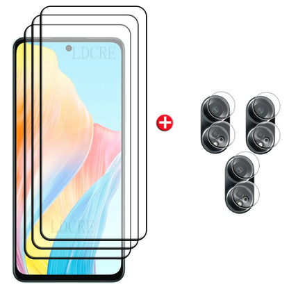 6-in-1 For OPPO A58 Glass For OPPO A58 Tempered Glass 9H Protective Full Cover Glue Screen Protector OPPO A 58 A58 4G Lens Glass