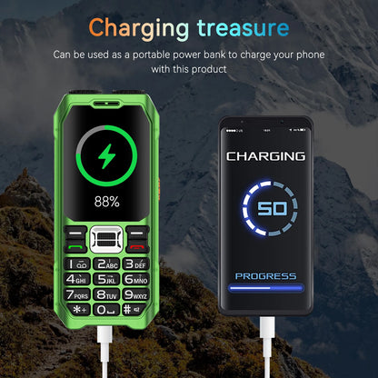 Durable Outdoor Senior Phone Magic Voice 4 Quad Sim Cards Large Battery Powerbank Speed Dial Big Button Loud Voice Dual Torch