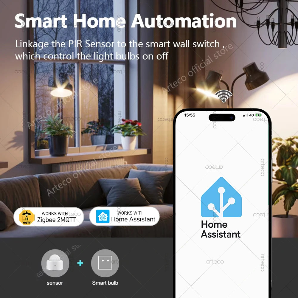 ZigBee Pir Motion Sensor Smart Human Body Sensors Infrared Detector Security Burglar Alarm Sensor Works With Home Assistant Z2M