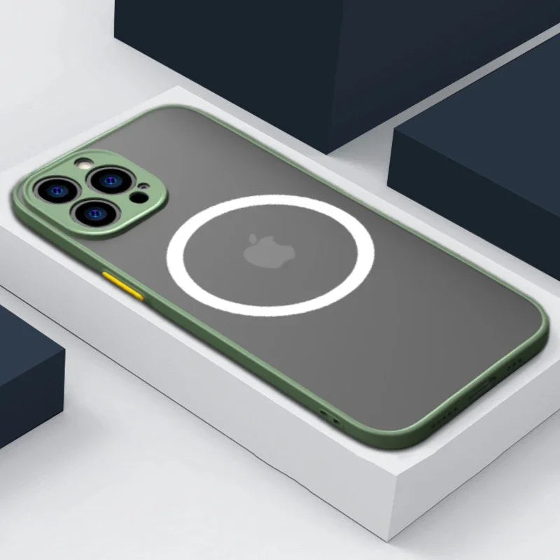 Luxury Matte Clear Magnetic Phone Case For iPhone 17 Air 16 E 15 14 13 12 11 Pro Max Plus Mini Wireless Charge Shockproof Cover