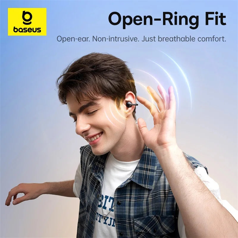Baseus BC1 Ear Clip Earbuds Open Ear Wireless Earphones Bluetooth 6.0 Clip On Sports Headphones 4-Mics Super Bass IP55 Ear buds