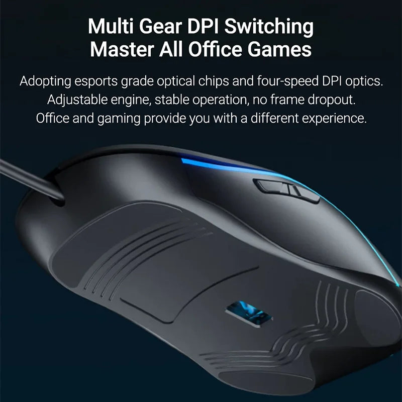 Acer USB Wired Mouse 6 Keys 3200DPI Optical Colorful Breathing Light Competitive Game Office Mouse for Notebook Laptop Computer