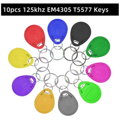 5YOA 10pcs 125KHz T5577 Keyfobs Rewritable Duplicate Tag 5200 Proximity Copy Access Card ID Token Ring RFID Cloner Keychain
