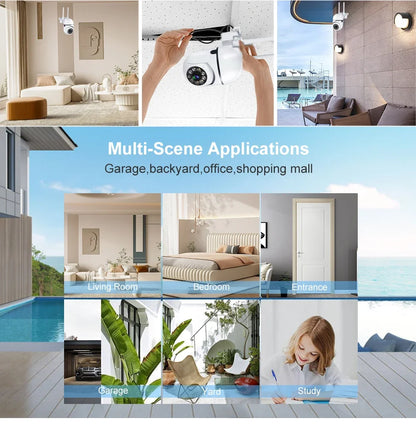 8MP Wifi Surveillance Camera PTZ Wireless IP Camera 8X Zoom AI Human Tracking Two-way Audio Color Night Vision Security Cam CCTV