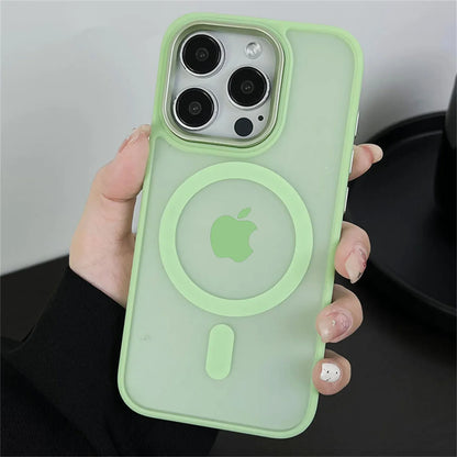 Magnetic Translucency Case Fashion Matte Frosted Magsafe Splice Color Cover For iPhone 16 15 14 13 12 11 Pro Max 16 Plus