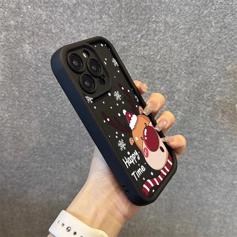 Christmas Deer Tree Graphic Phone Case For iPhone 17 16 15 Pro Max Plus 14 13 12 11 Pro Max Air XS X XR 7 8 Plus SE2 Soft Cover