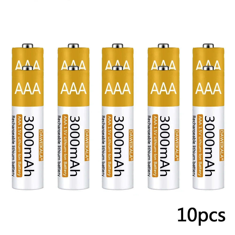 Rechargeable Lithium-ion Battery 3000mAh 1.5V AAA Battery for remote control mouse small fan Electric toy