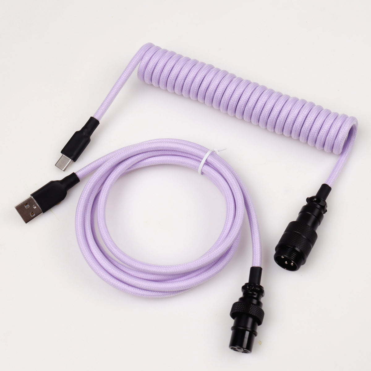 LANO Custom Paracord Coiled Mechanical Keyboard Type C Data Spring Cable GX16 Aviator Coil Spiral Usb C for Gaming Coiled Cable