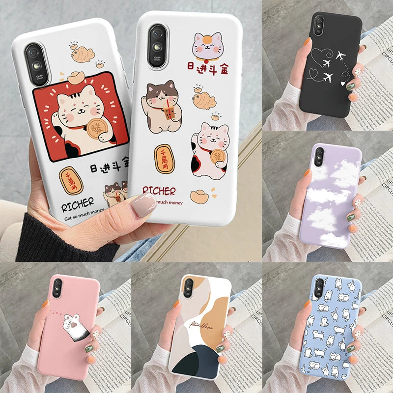 For Redmi 9AT 9A 9at Back Cover Protective Case Soft Silicone Cute Cartoon Cat Frog Funda Phone Case For Xiaomi Redmi 9C 13C 14C