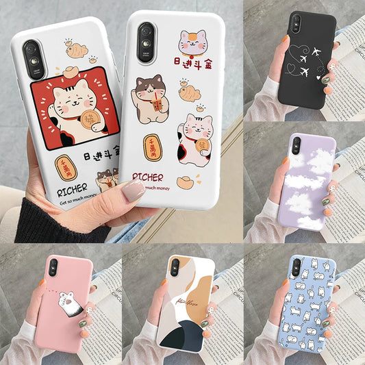 For Redmi 9AT 9A 9at Back Cover Protective Case Soft Silicone Cute Cartoon Cat Frog Funda Phone Case For Xiaomi Redmi 9C 13C 14C