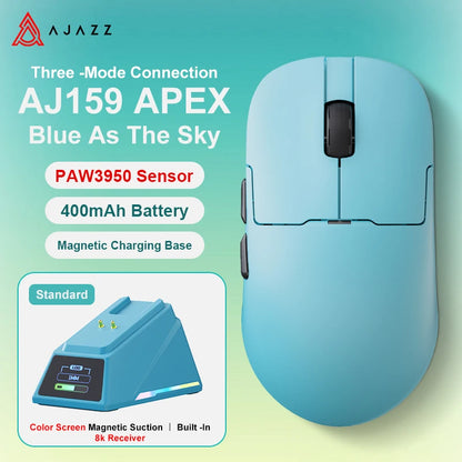 AJAZZ AJ159 APEX Wireless Mouse with RGB Magnetic Charging Base Lightweight Wired Bluetooth Gaming Mouse for PC Laptop