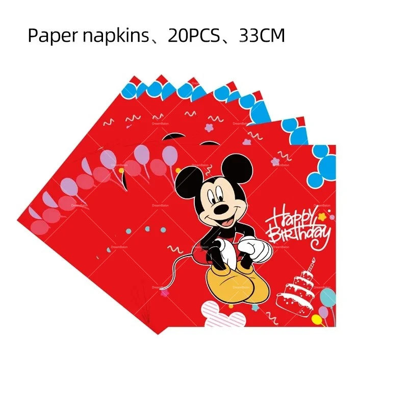 Mickey Balloon Cartoon Mouse Minnie Decorations Party Happy Birthday Banner Cake Topper Disposable Tableware Background Gift Bag